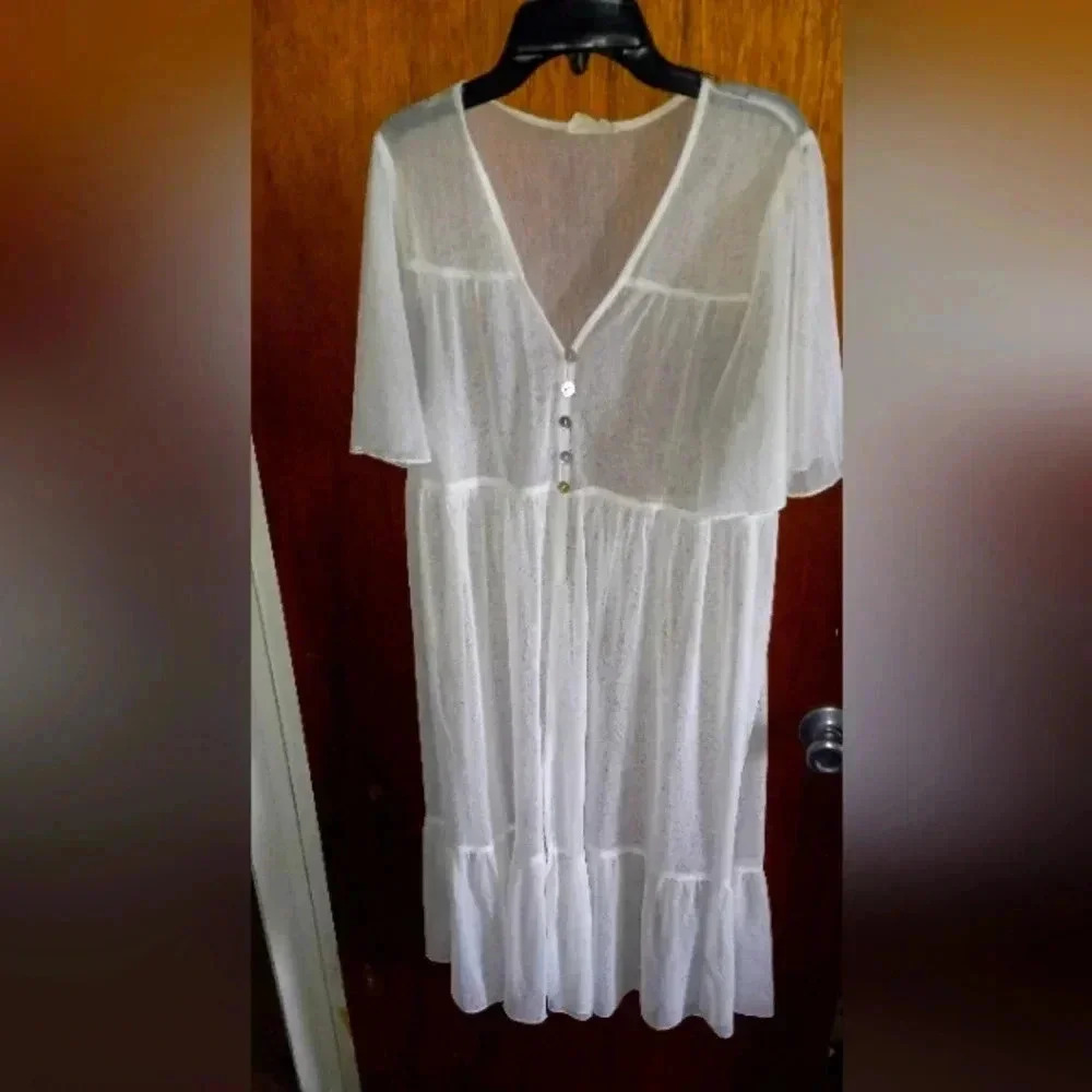 Ember Women's Cardigan Kimono Duster Jacket White SZ L Layer Light Weight​​